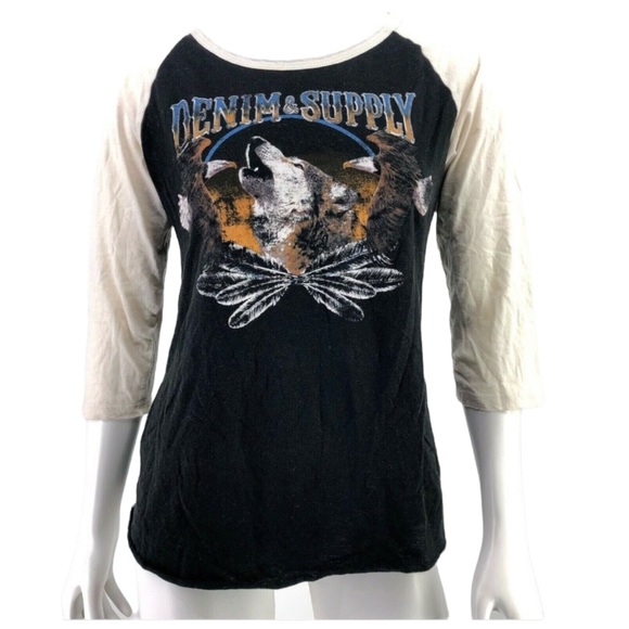 Denim & Supply Ralph Lauren Tops - Ralph Lauren denim & supply graphic print wolf eagle raglan baseball tee Size M